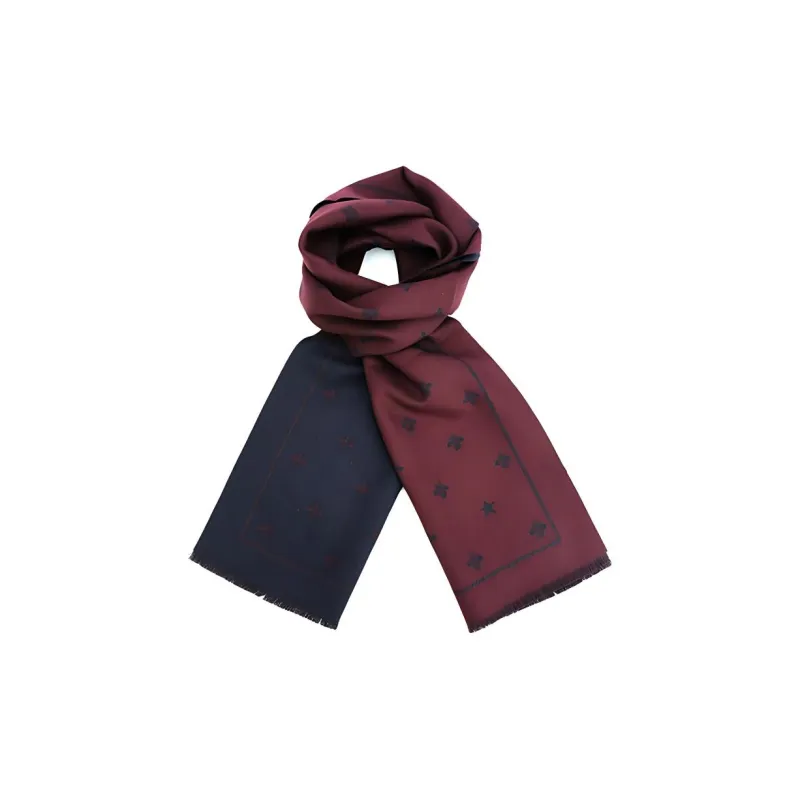 GUCCI Knit Scarves Men's Dark Red/Blue-2