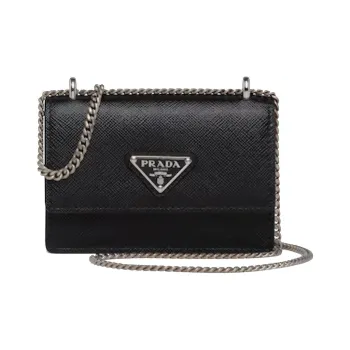 PRADA Saffiano Saffiano Leather Wallet Card Clip Card Holder Women's Black