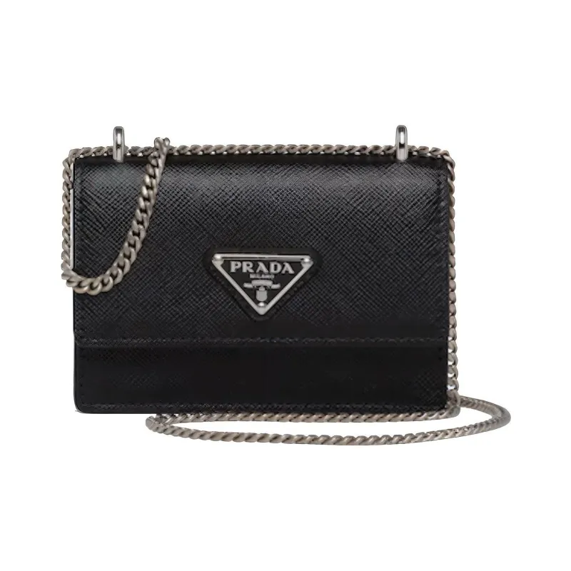 PRADA Saffiano Leather Wallet Card Holder Card Holder Women's Black-0