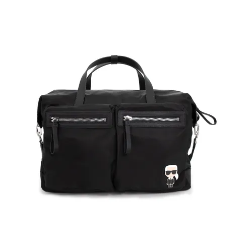 KARL LAGERFELD Top Grain Cow Leather Handbag Regular Unisex Black