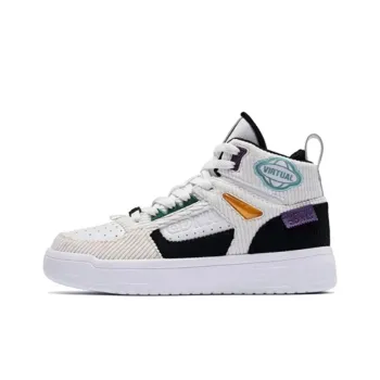 QIAODAN Warm Slip Resistant High Top Skateboard Shoes Men's White Black