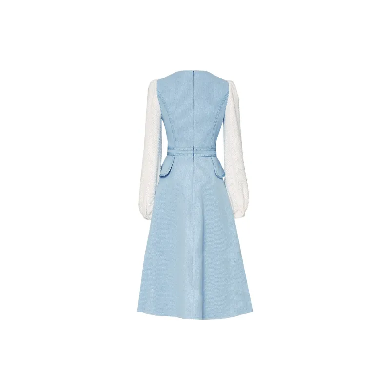 Duffy Fashion Long Sleeved Dresses Women's Light Blue-1