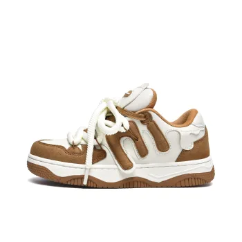 EstherShop Anti Slip Wear Resistant Low Top Skateboard Shoes Unisex Coffee Brown
