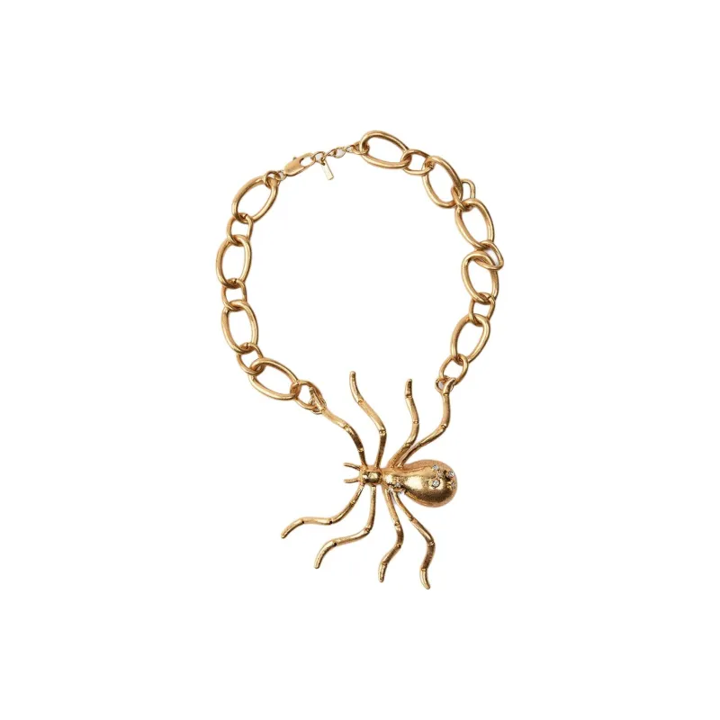 ZARA Metal Zinc Iron Glass Necklaces Women's Gold-1
