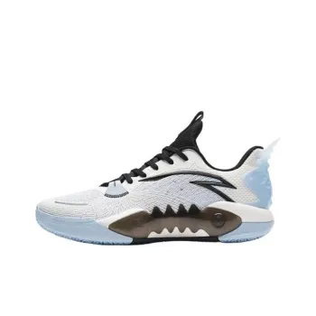 Anta Frenzy 5team Slip Resistant Breathable Low Top Basketball Shoes Men's White Blue Black