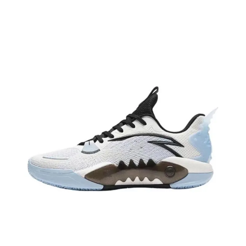 Anta Frenzy 5team Slip Resistant And Breathable Low Top Basketball Shoes Men's White Blue Black-0