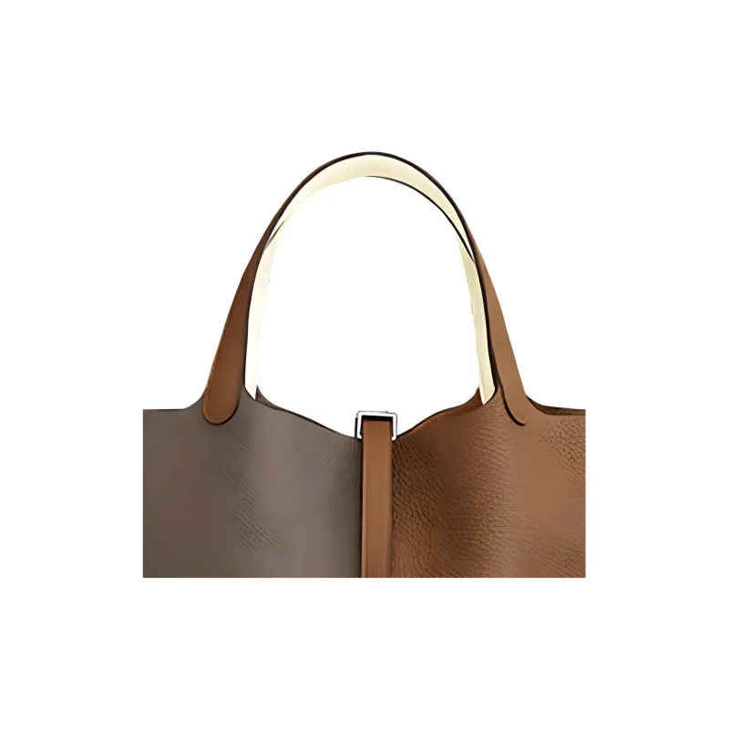 HERMES Picotin Lock Cow Leather Basket Bag Handbag Bucket Bag 18 Women's Gold Brown Elephant Gray And Gray White-2