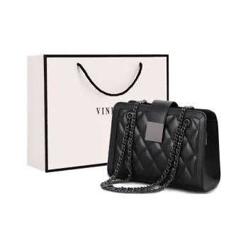 VINEY Cow Leather Shoulder Bag Crossbody Bag Small Square Bag Regular Women's Extreme Night Black