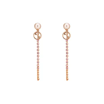 GUCCI Resin Pearls Earrings Unisex Rose Gold