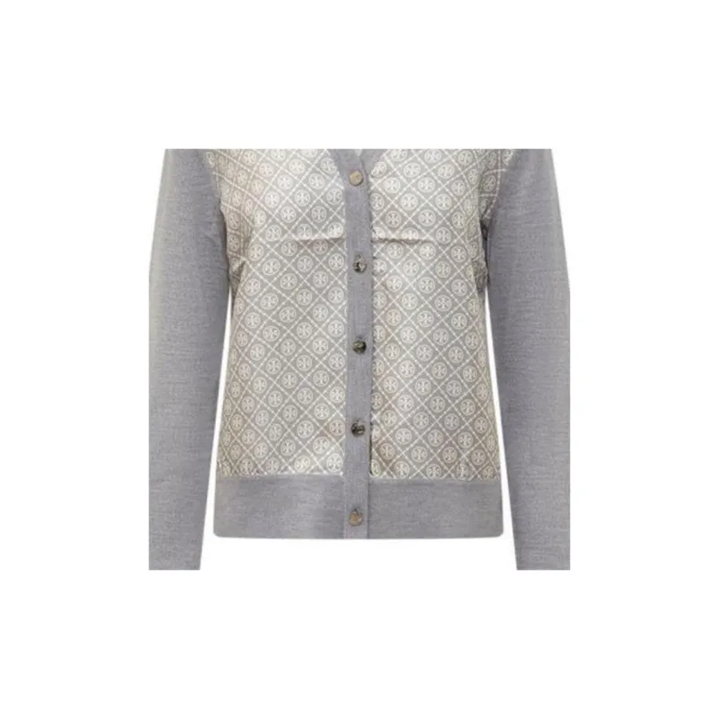 TORY BURCH T Monogram Twill Cardigan-3