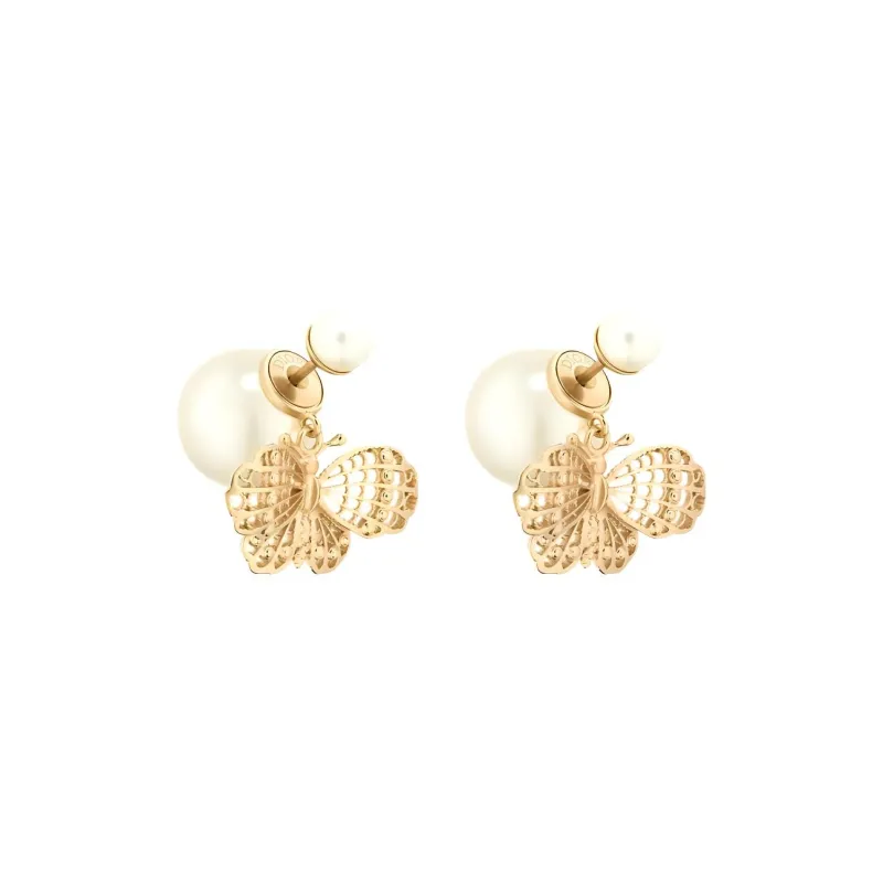 DIOR Resin Metal Earrings Women's Gold-0