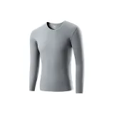 Crew Neck Unlined Clothing (Lilac Gray) Thermal Fleece/Seamless Antibacterial