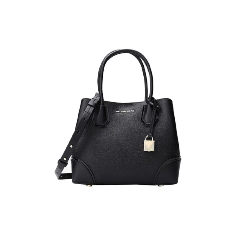 MICHAEL KORS Mercer Gallery Bucket Litchi Grain Leather Handbag Shoulder Bag Crossbody Bag Small Size Women's Black-0