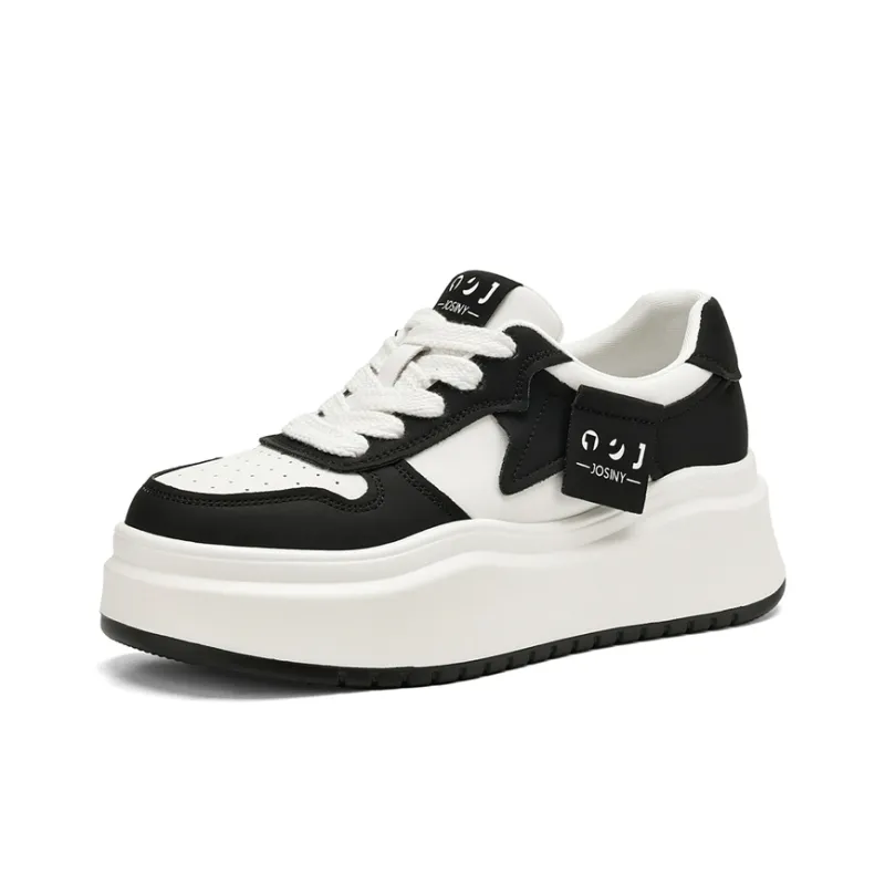 JOSINY Platform Height Increasing Skateboard Shoes Casual Shoes Women's Beige Black-0