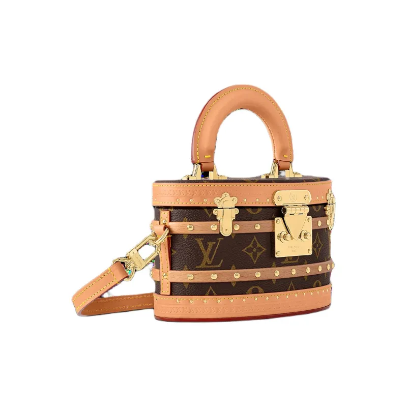 LOUIS VUITTON Coated Canvas With Leather Handbag, Shoulder Bag, Crossbody Bag Women's Brown-3
