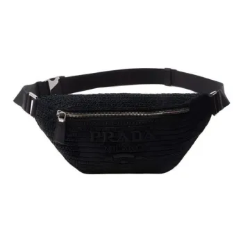 PRADA Raffia Fanny Pack Men's Black