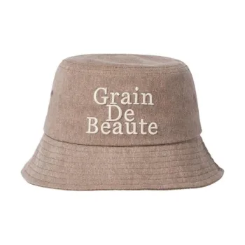GRAIN DE BEAUTE Cotton Fabric Bucket Hats Unisex Khaki
