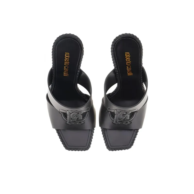 Roberto Cavalli 118mm Logo-embossed Leather Mules-4