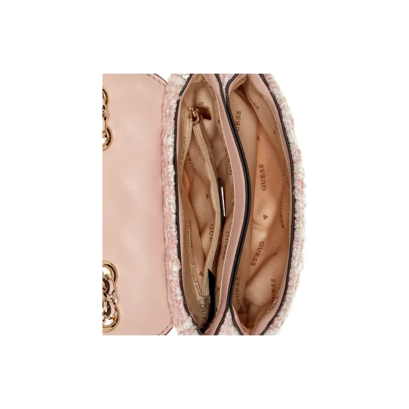 GUESS Fabric Artificial Leather Shoulder Bag Medium Size Women's Pink-3