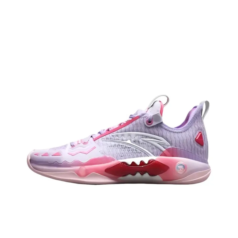Anta Frenzy 5 Pro Abrasion Resistant Breathable Low Top Basketball Shoes Men's Pink Purple-0