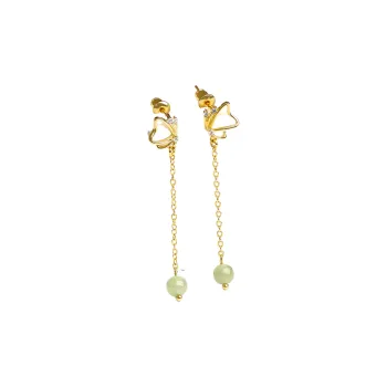 Oriental Jade Hetian Jade Earrings Pale Greenish White Jade Women's