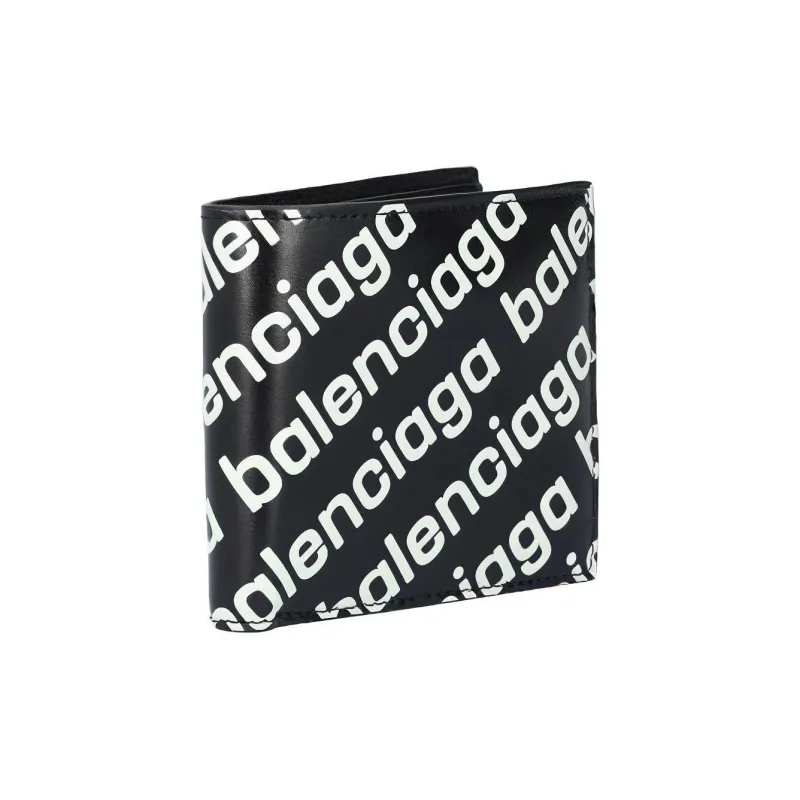 Balenciaga Cash Leather Wallet Unisex Black & White-1