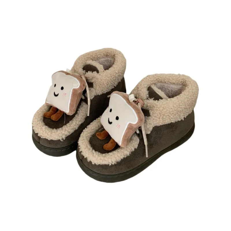 Thin Strips Cotton Slippers Women's Black-15