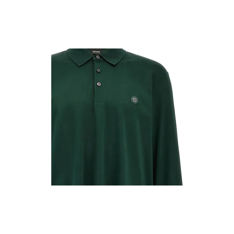 HUGO BOSS Logo Patch Long Sleeved Polo Shirt-2