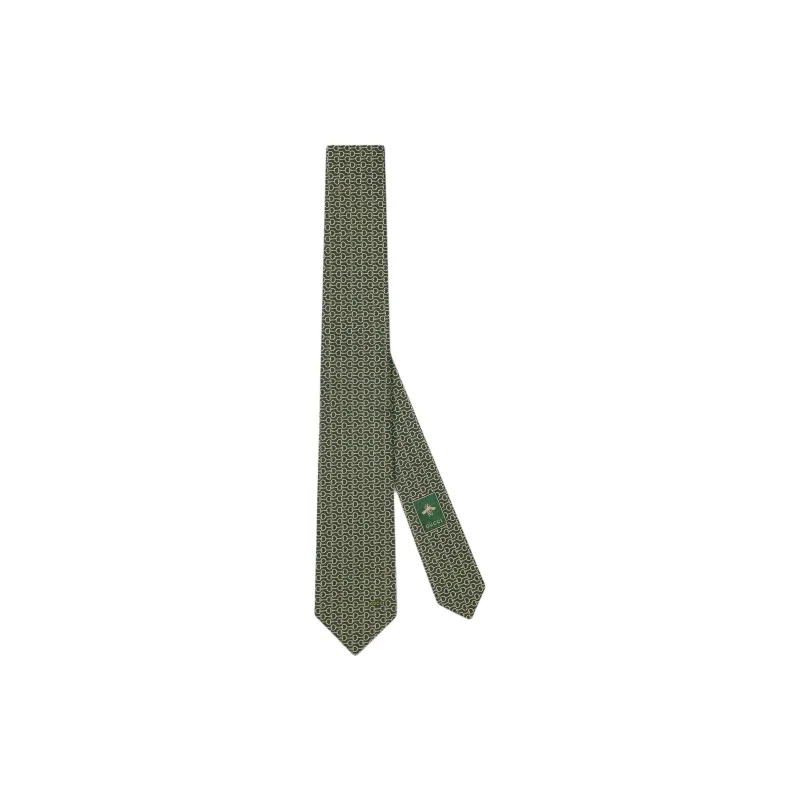 GUCCI Horsebit Silk Ties Men's Green-0