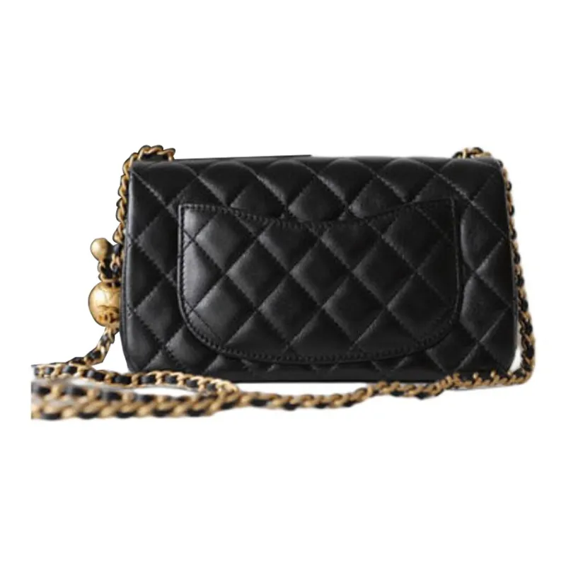 CHANEL Classic Flap CF Sheepskin Flap Bag, Crossbody Bag, Shoulder Bag Women's Black-4