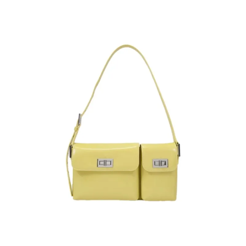 By Far Billy Semi-Patent Leather Handbags Shoulder Bags Women's Yellow-0