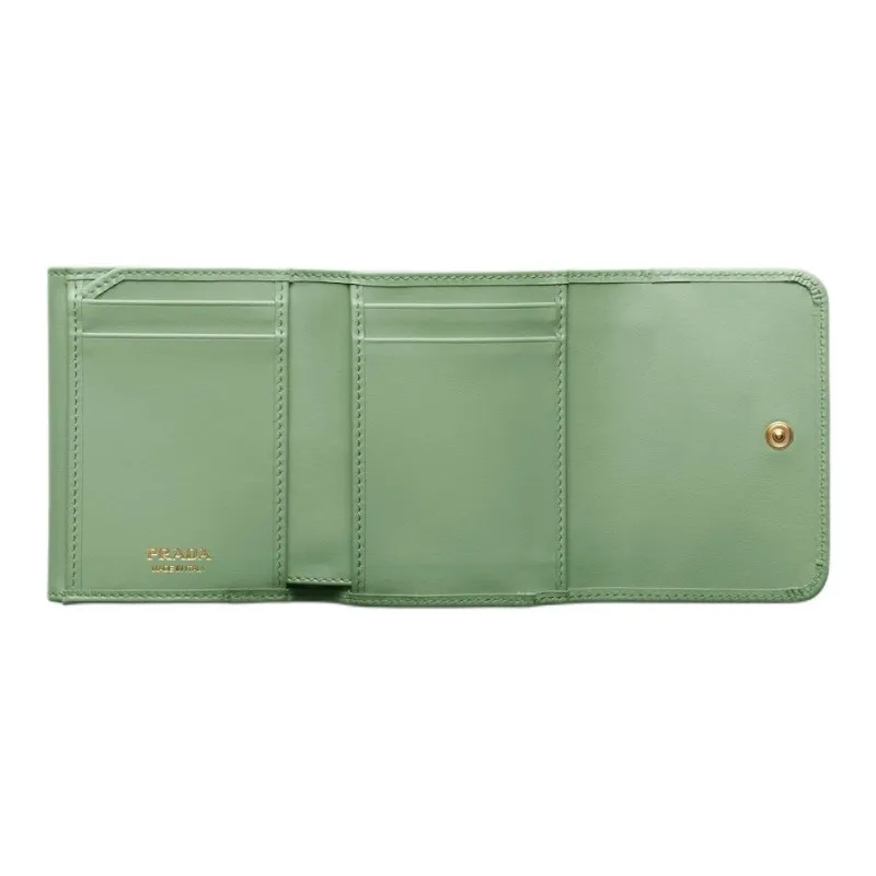 PRADA Leather Wallet Women's Light Green-3