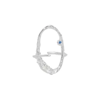 M.Wong 925 Sterling Silver Rhinestone Embellished Adjustable Opening Cubic Ring Women's