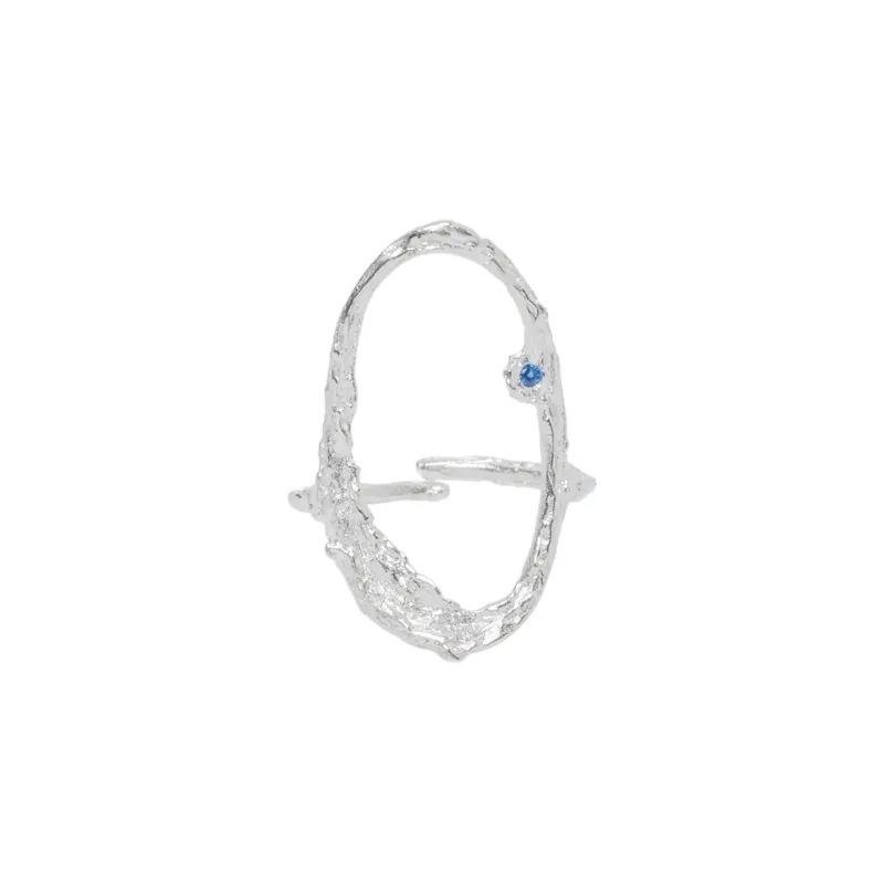 M.Wong 925 Sterling Silver Rhinestone Embellished Adjustable Opening Cubic Ring Women's-0