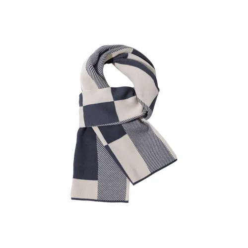 15 MINS Acrylic Knit Scarves Men's Beige White Blue