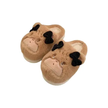 SHIGUDE x MIKKO ILLUSTRATIONS Cotton Slippers Women's Light Brown