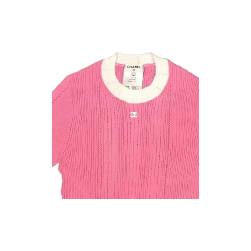 CHANEL 23 Spring And Summer T-Shirt Women's Pink-2