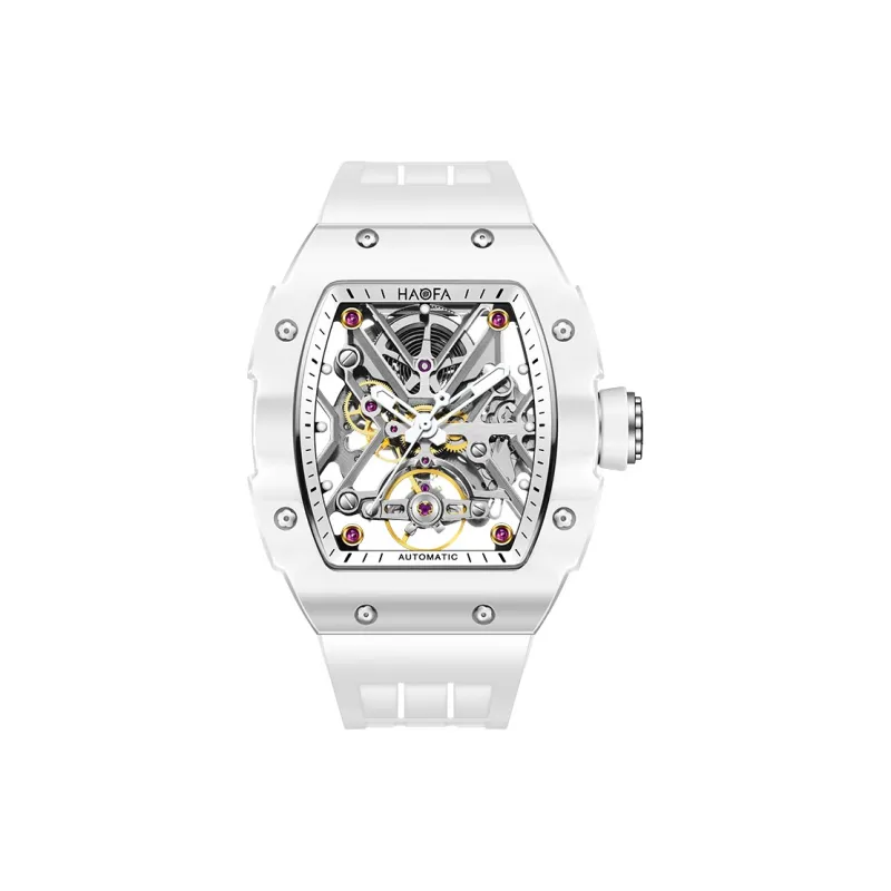 HaofaTourbillon Mechanical Movement Rubber Strap Watch Men's Watches Cut-Out Dial-1