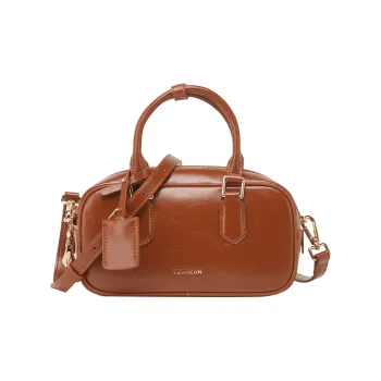 YEARCON Synthetic Leather Handbag Bowling Bag Small Size Women's Brown