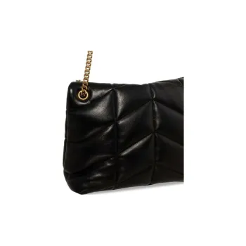 SAINT LAURENT PUFFER Lambskin Crossbody Bag Shoulder Bag Medium Size Women's Black
