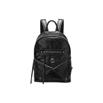 JELLYTOYBOY Cow Leather Patchwork With Artificial Leather Reconstructed Backpack Backpack And Laptop Bag Unisex Black