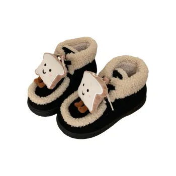 Thin Strips Cotton Slippers Women's Black