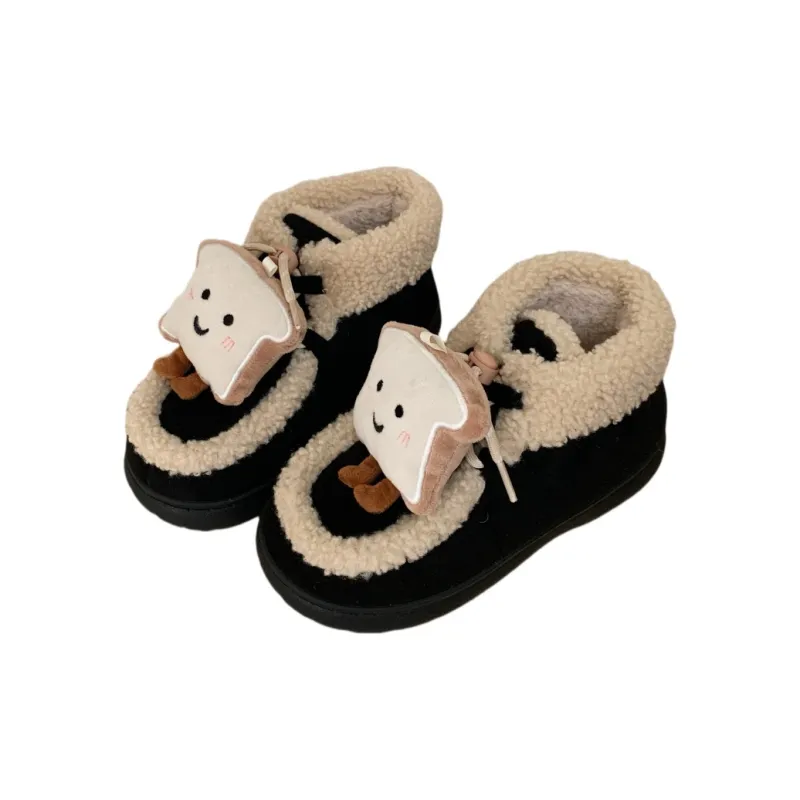 Thin Strips Cotton Slippers Women's Black-0