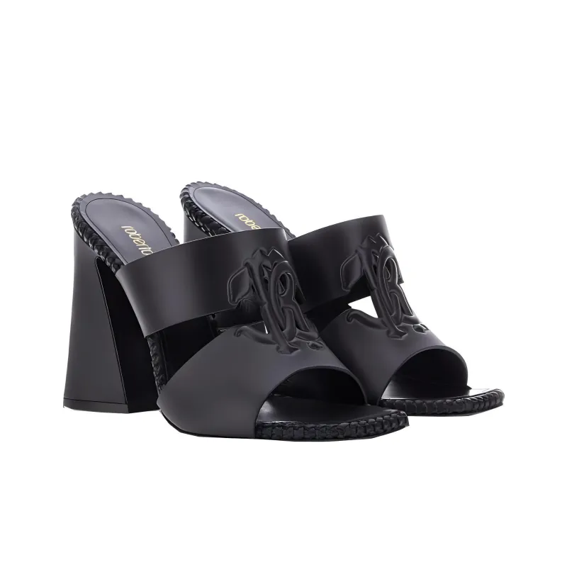 Roberto Cavalli 118mm Logo-embossed Leather Mules-2