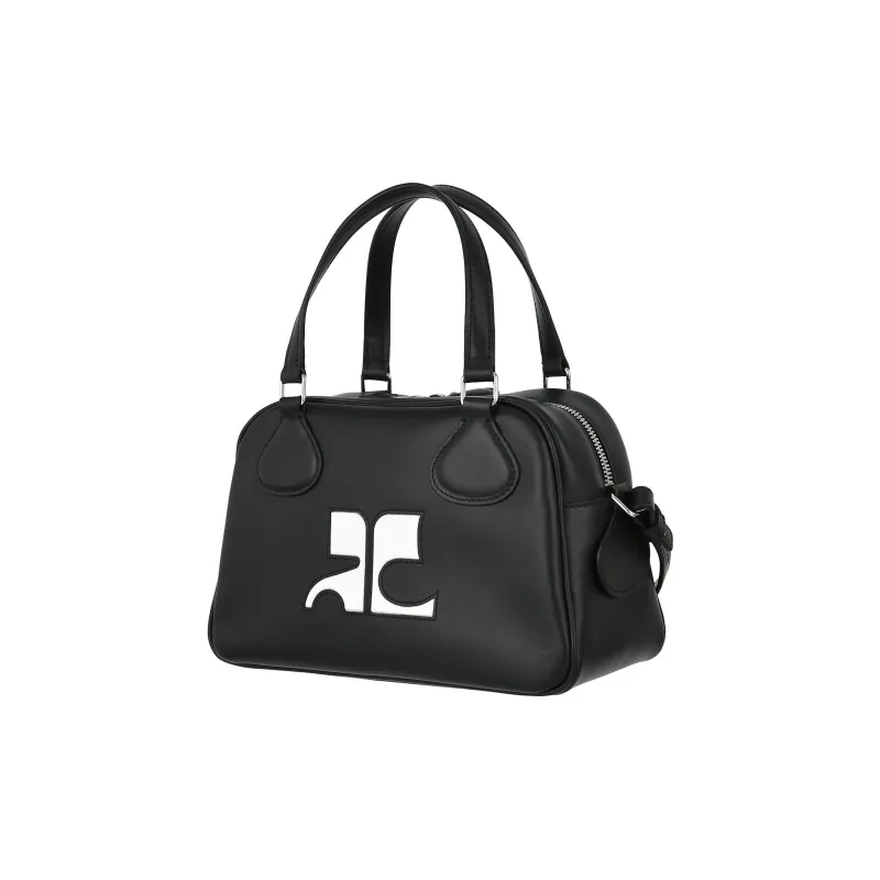 AOC Leather Bowling Bag Shoulder Bag Crossbody Bag Handbag Women's Black-1