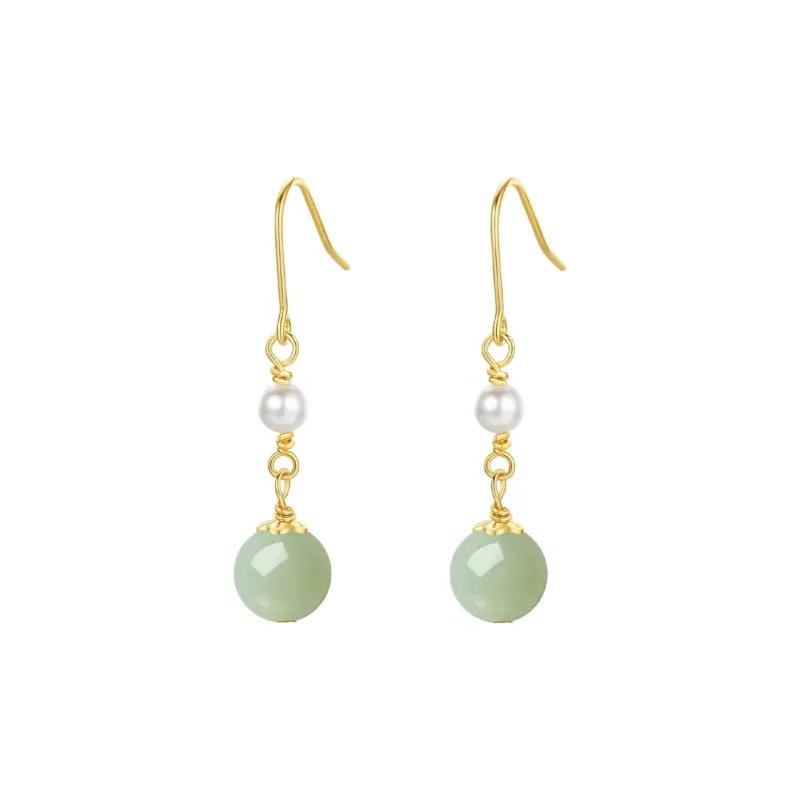 Oriental Jade Earrings Pale Greenish White Jade Women's-0