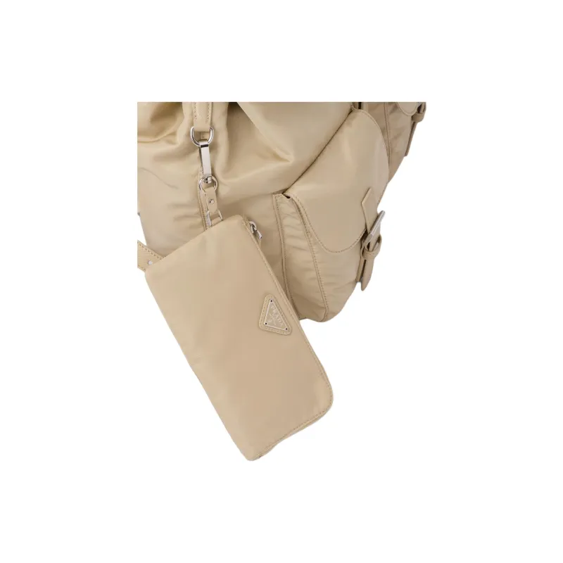 PRADA Re Nylon Fabric Backpack Medium Size Women's Desert Yellow-5