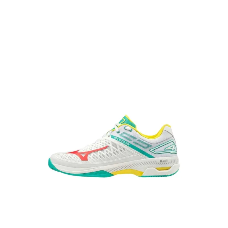 Mizuno Wave Exceed Tour 4 Wear-Resistant Low-Top Tennis Shoes Unisex White Green Red-0