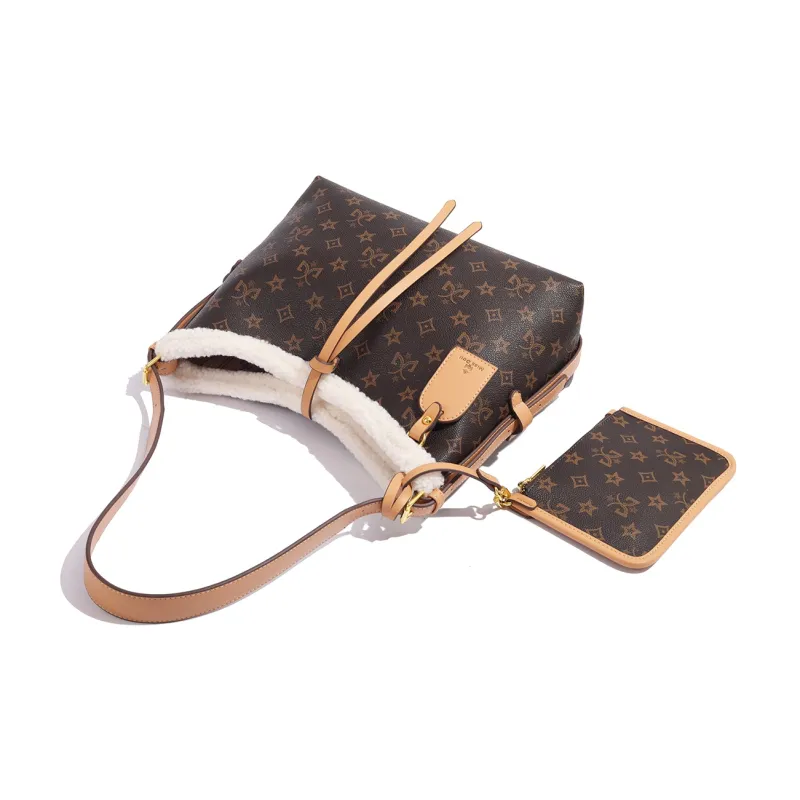 MISS GAIL Synthetic Leather Tote Bag Shopping Bag Handbag Crossbody Bag Shoulder Bag Medium Size Women's White Brown-24