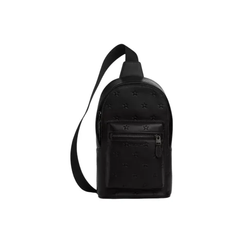 COACH Calfskin One Shoulder Crossbody Sling Bags Small Size Men's Black